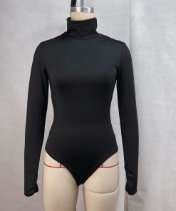 Alternative view of OM-2025 Fall/Winter Sexy High-Neck Long-Sleeved Tight-Fitting High-Elastic One-Piece Fitness Sports Women's Top